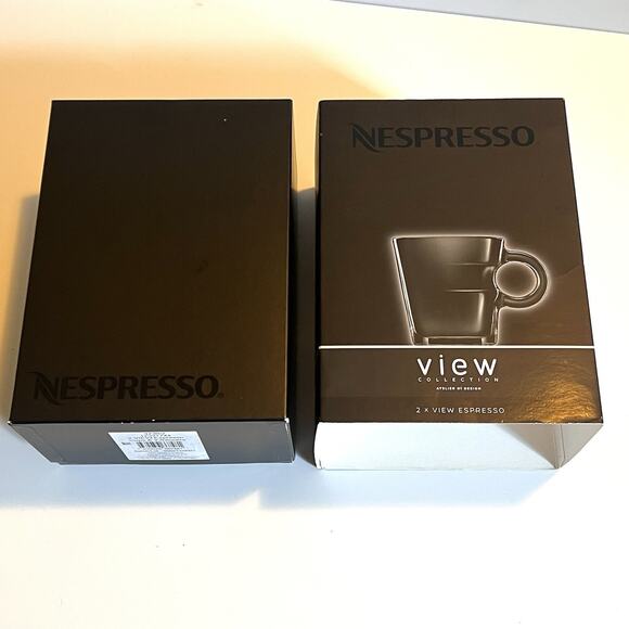 Nespresso View Atelier Design Collection Espresso Set of 2 Glasses + Saucers NIB - Picture 9 of 16